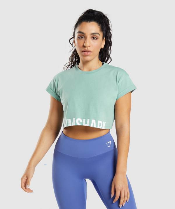 Damske Crop Top Gymshark Fraction Modre | YN6104275